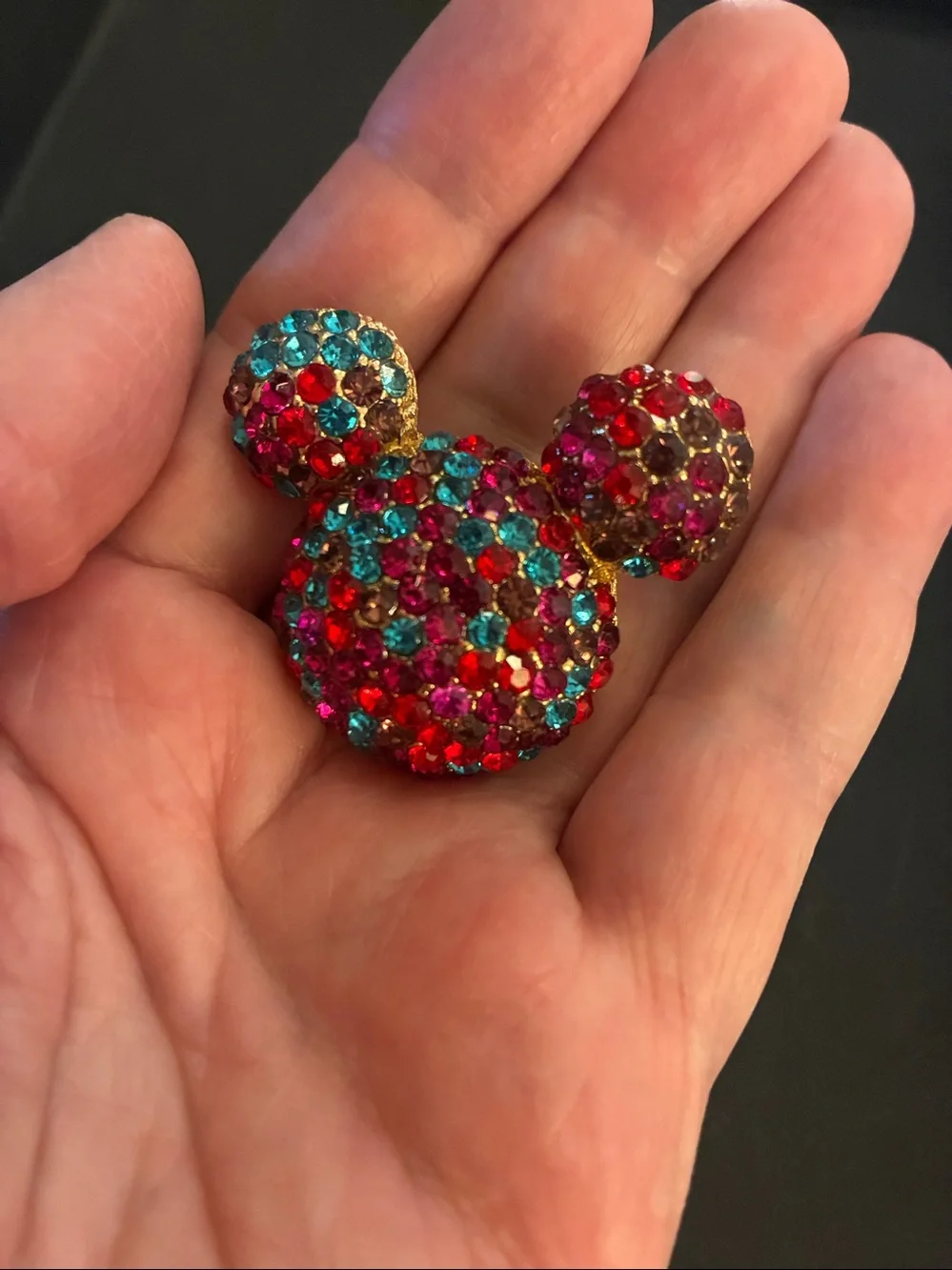 Multicolor Crystal Mickey Mouse Silhouette Brooch NWOT